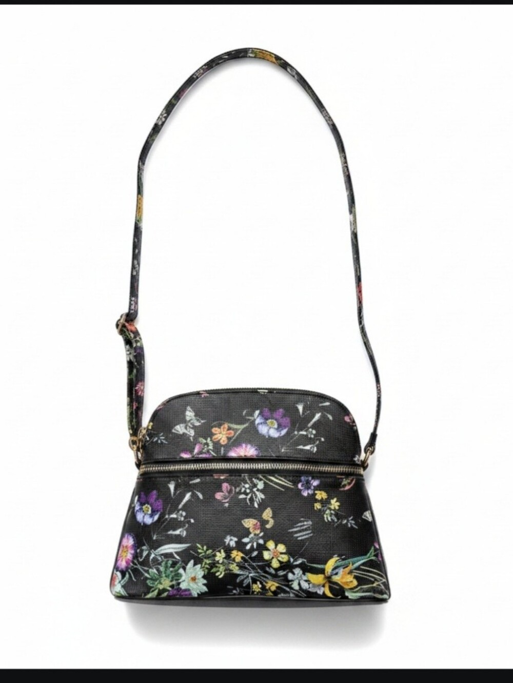 Floral Crossbody Bag in Black - Designer-Inspired
